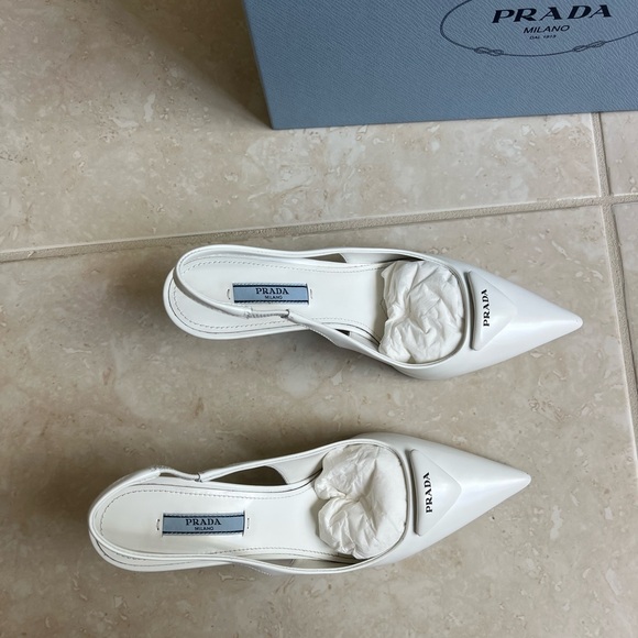 PRADA White Slingback Pumps - Picture 2 of 16